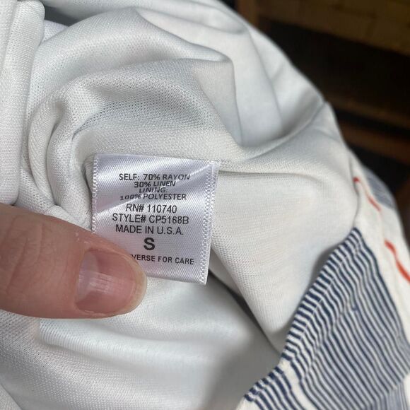 Linen Red White and Blue and Red romper - Picture 6 of 6